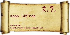 Kopp Tünde névjegykártya